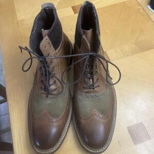 Mens Penguin Wing Tip Brogue Brown Suede Leather Ankle Boots 11